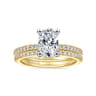 Amata - 14K White and Yellow Gold Oval Diamond Engagement Ring - 0.14 ct