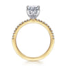 Amata - 14K White-Yellow Gold Oval Diamond Engagement Ring - 0.15 ct