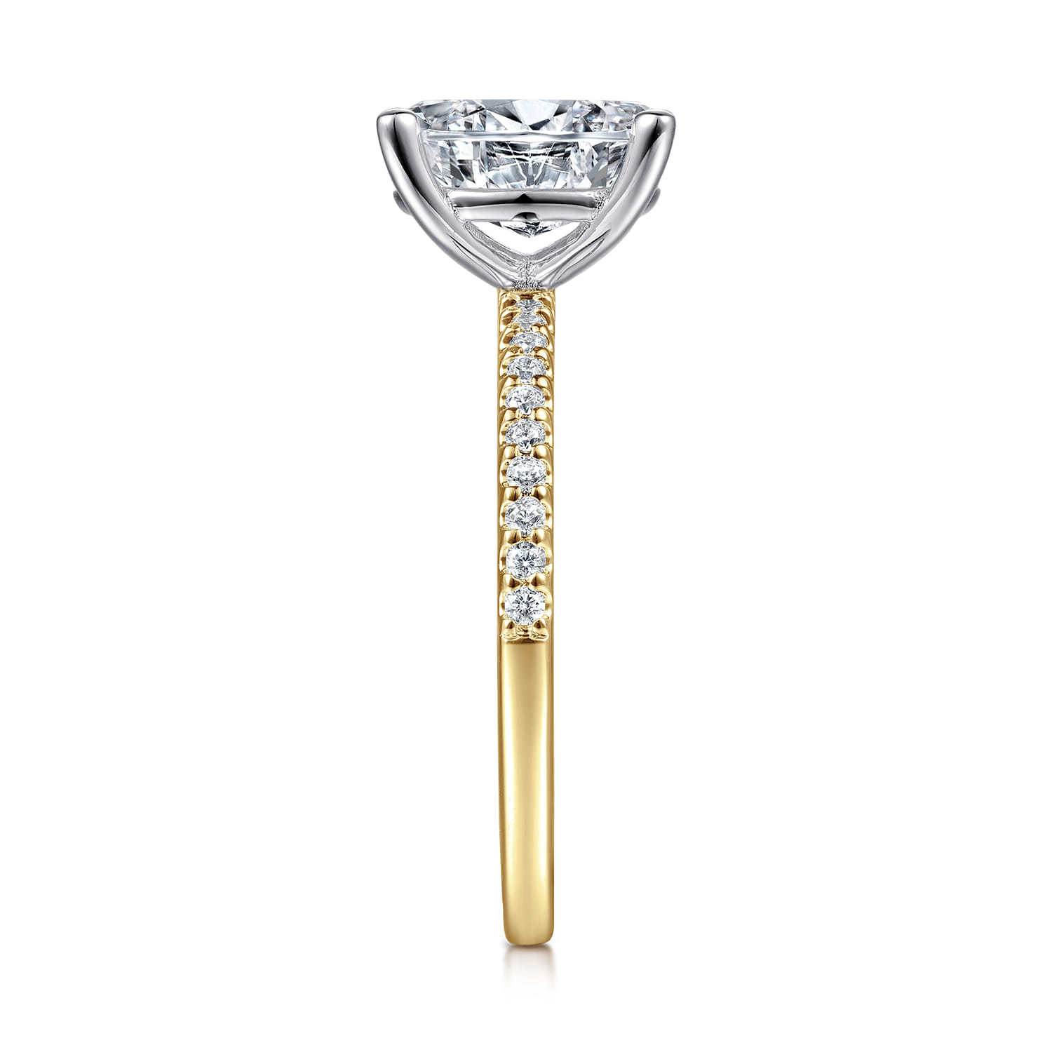 Amata - 14K White-Yellow Gold Oval Diamond Engagement Ring - 0.15 ct - Shot 4