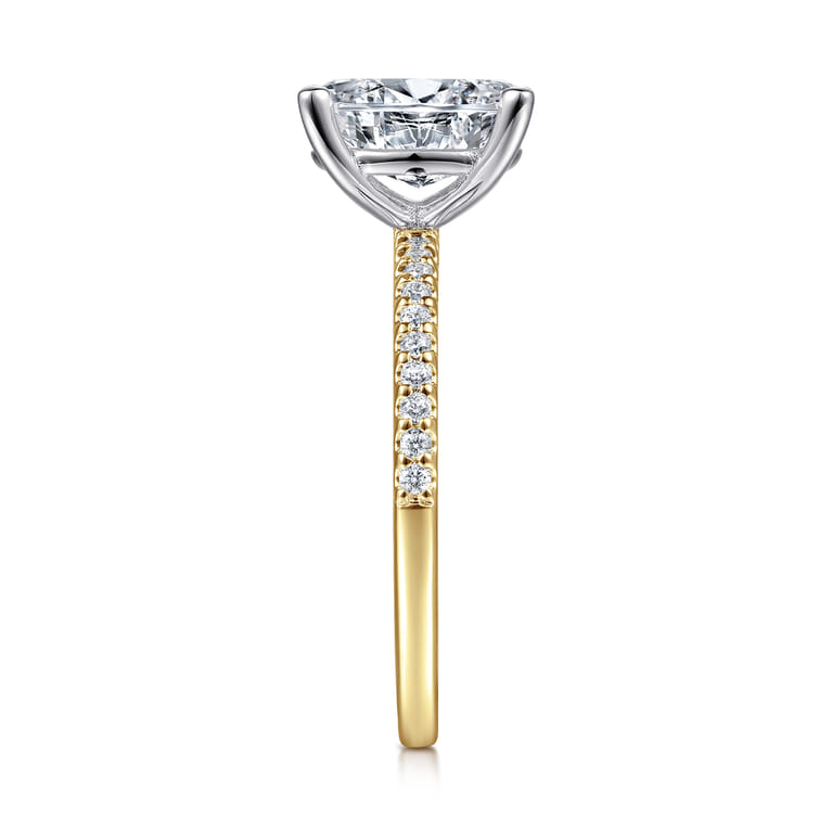 Amata - 14K White-Yellow Gold Oval Diamond Engagement Ring - 0.15 ct - Shot 4
