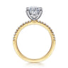 Amata - 14K White-Yellow Gold Oval Diamond Engagement Ring - 0.14 ct