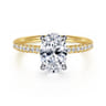 Stasia - 14K White-Yellow Gold Oval Diamond Engagement Ring - 0.23 ct