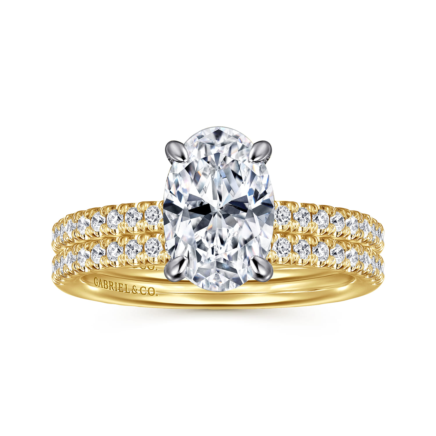 Stasia - 14K White-Yellow Gold Oval Diamond Engagement Ring - 0.23 ct - Shot 4