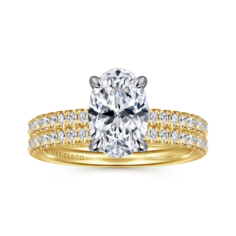 Stasia - 14K White-Yellow Gold Oval Diamond Engagement Ring - 0.23 ct - Shot 4