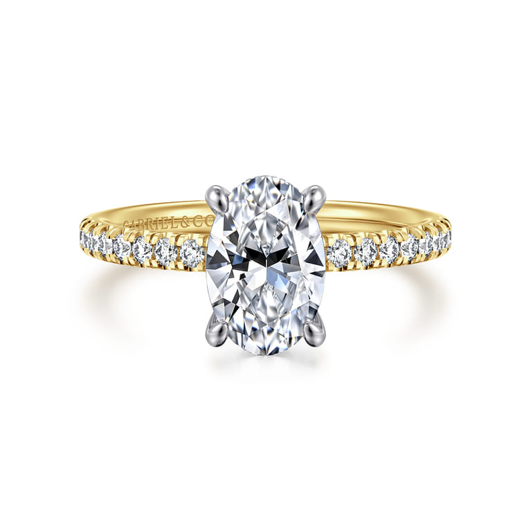 Stasia - 14K White-Yellow Gold Oval Diamond Engagement Ring - 0.3 ct - Shot 1