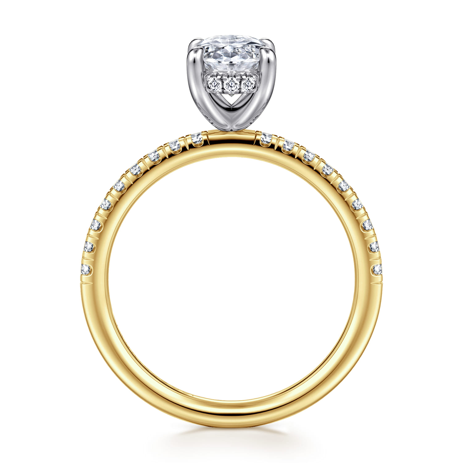 Stasia - 14K White-Yellow Gold Oval Diamond Engagement Ring - 0.3 ct - Shot 2