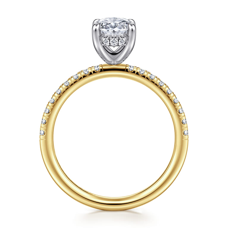 Stasia - 14K White-Yellow Gold Oval Diamond Engagement Ring - 0.3 ct - Shot 2