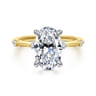 Frances - 14K White-Yellow Gold Oval Diamond Engagement Ring - 0.12 ct