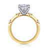 Frances - 14K White-Yellow Gold Oval Diamond Engagement Ring - 0.12 ct