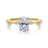 Frances - 14K White -Yellow Gold Oval Diamond Engagement Ring - 0.12 ct