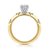 Frances - 14K White -Yellow Gold Oval Diamond Engagement Ring - 0.12 ct