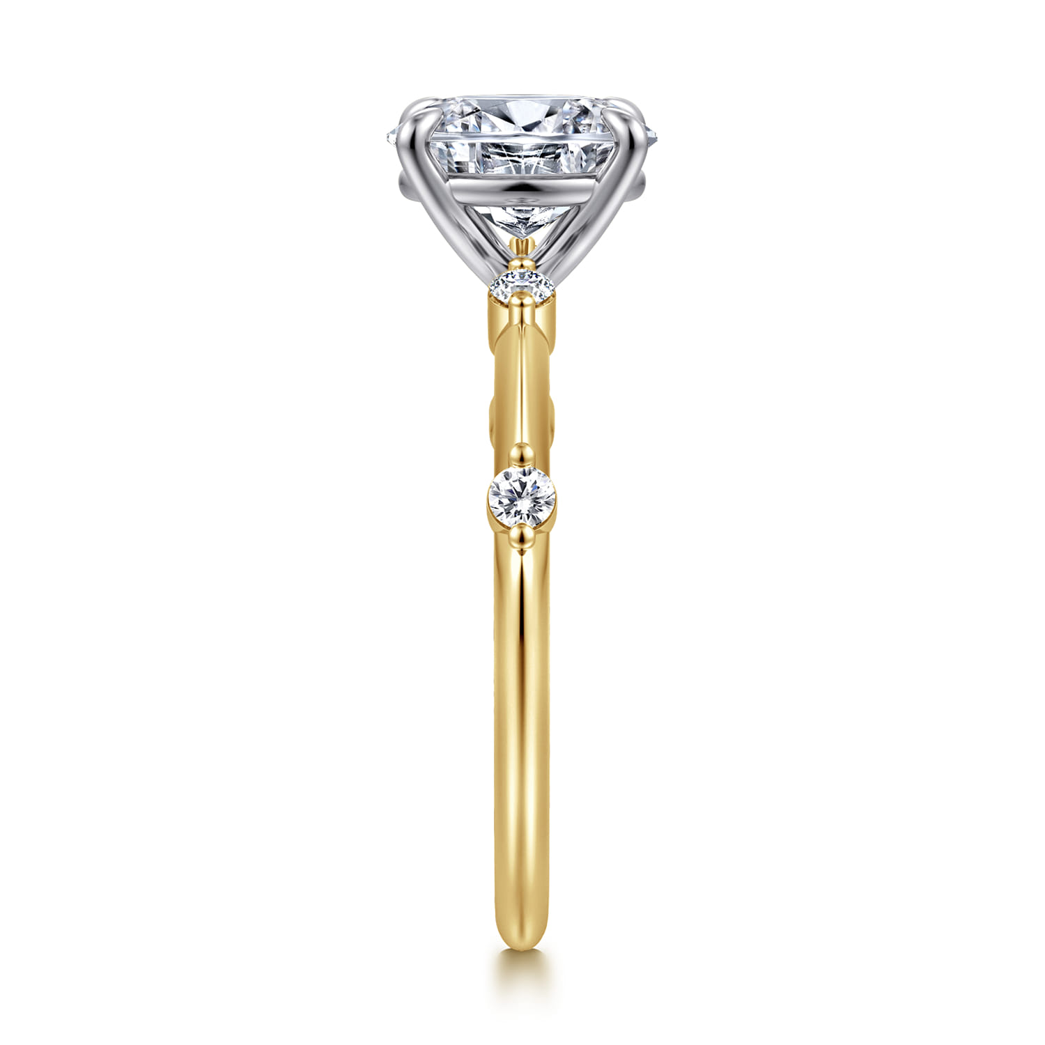 Frances - 14K White -Yellow Gold Oval Diamond Engagement Ring - 0.12 ct - Shot 4
