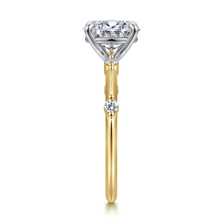 Frances - 14K White -Yellow Gold Oval Diamond Engagement Ring - 0.12 ct - Shot 4