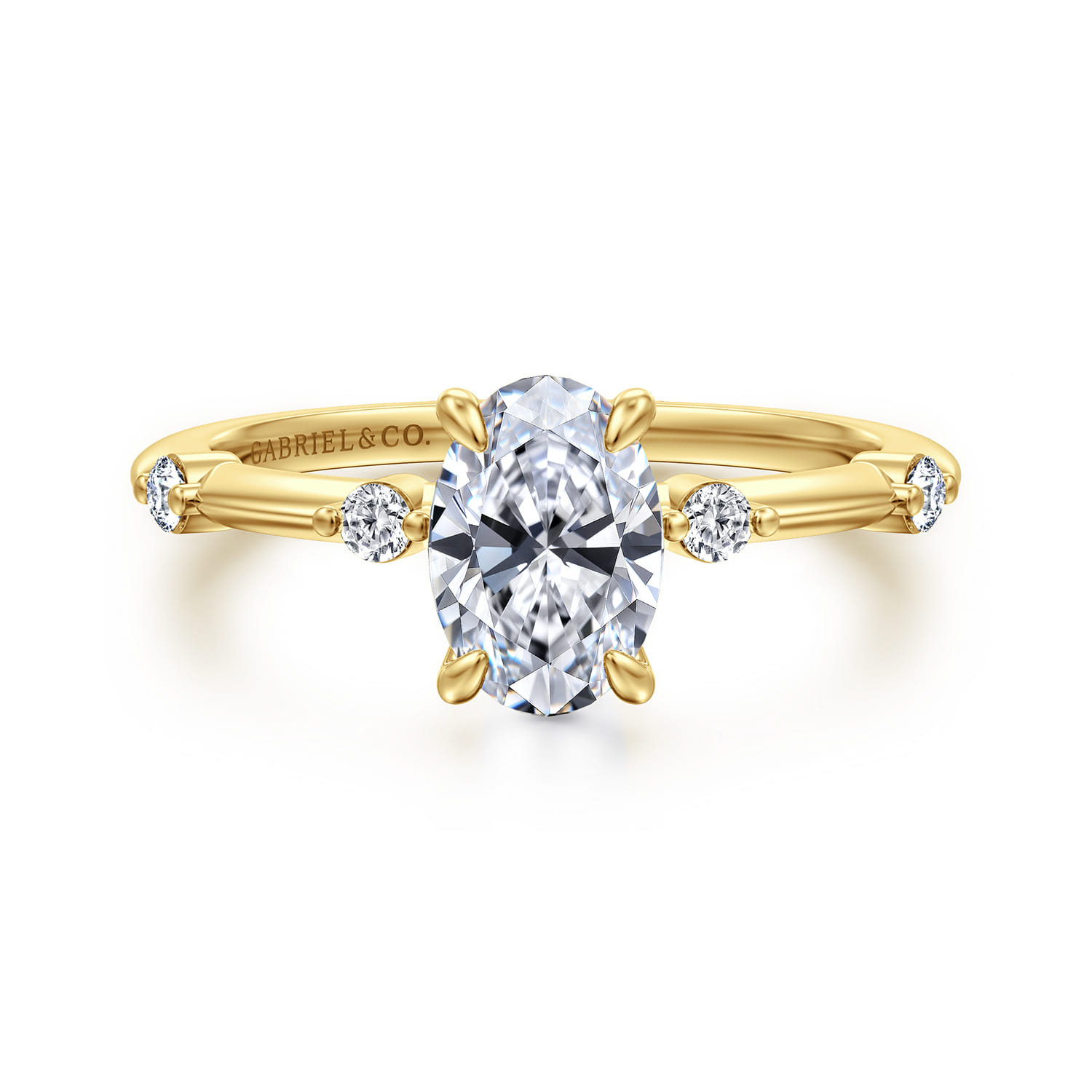 Frances - 14K Yellow Gold Oval Diamond Engagement Ring - 0.12 ct - Shot 1