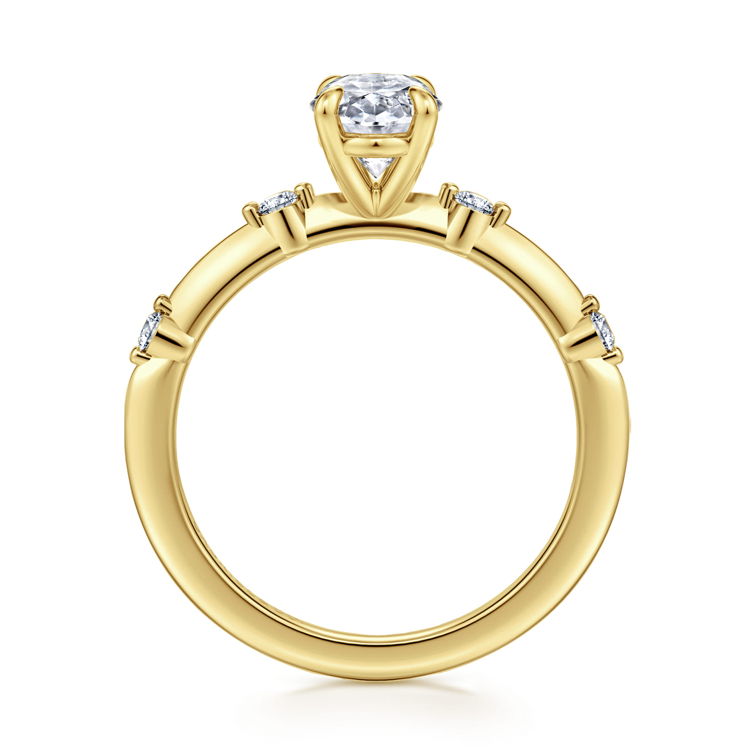 Frances - 14K Yellow Gold Oval Diamond Engagement Ring - 0.12 ct - Shot 2