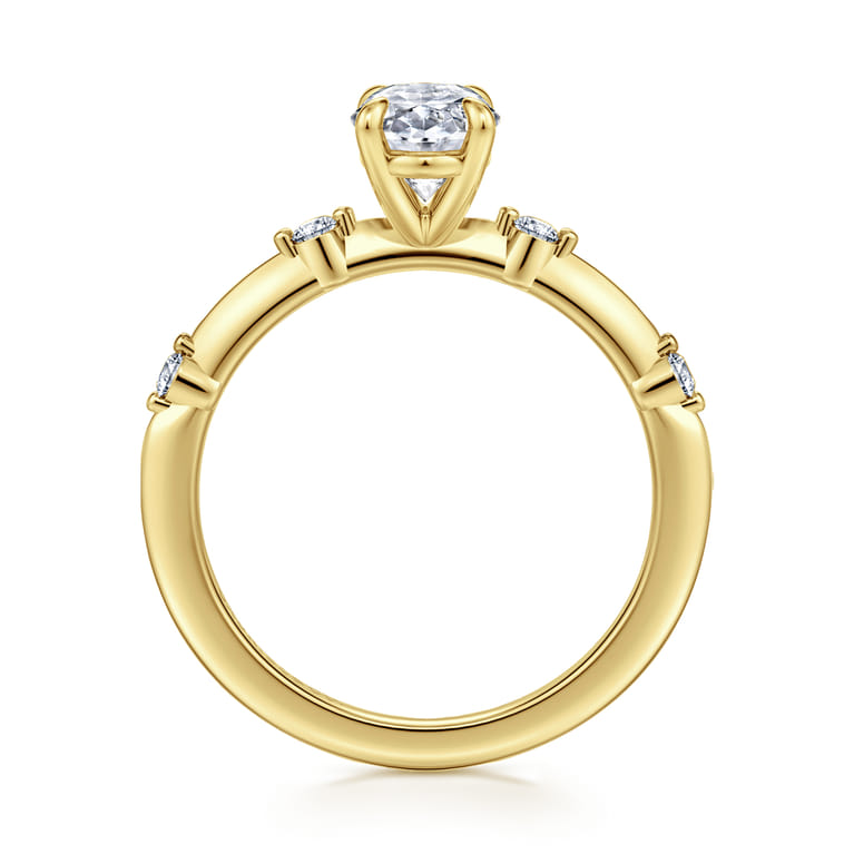Frances - 14K Yellow Gold Oval Diamond Engagement Ring - 0.12 ct - Shot 2