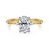 Frances - 14K White-Yellow Gold Oval Diamond Engagement Ring - 0.12 ct