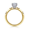 Frances - 14K White-Yellow Gold Oval Diamond Engagement Ring - 0.12 ct