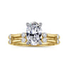 Frances - 14K White-Yellow Gold Oval Diamond Engagement Ring - 0.12 ct