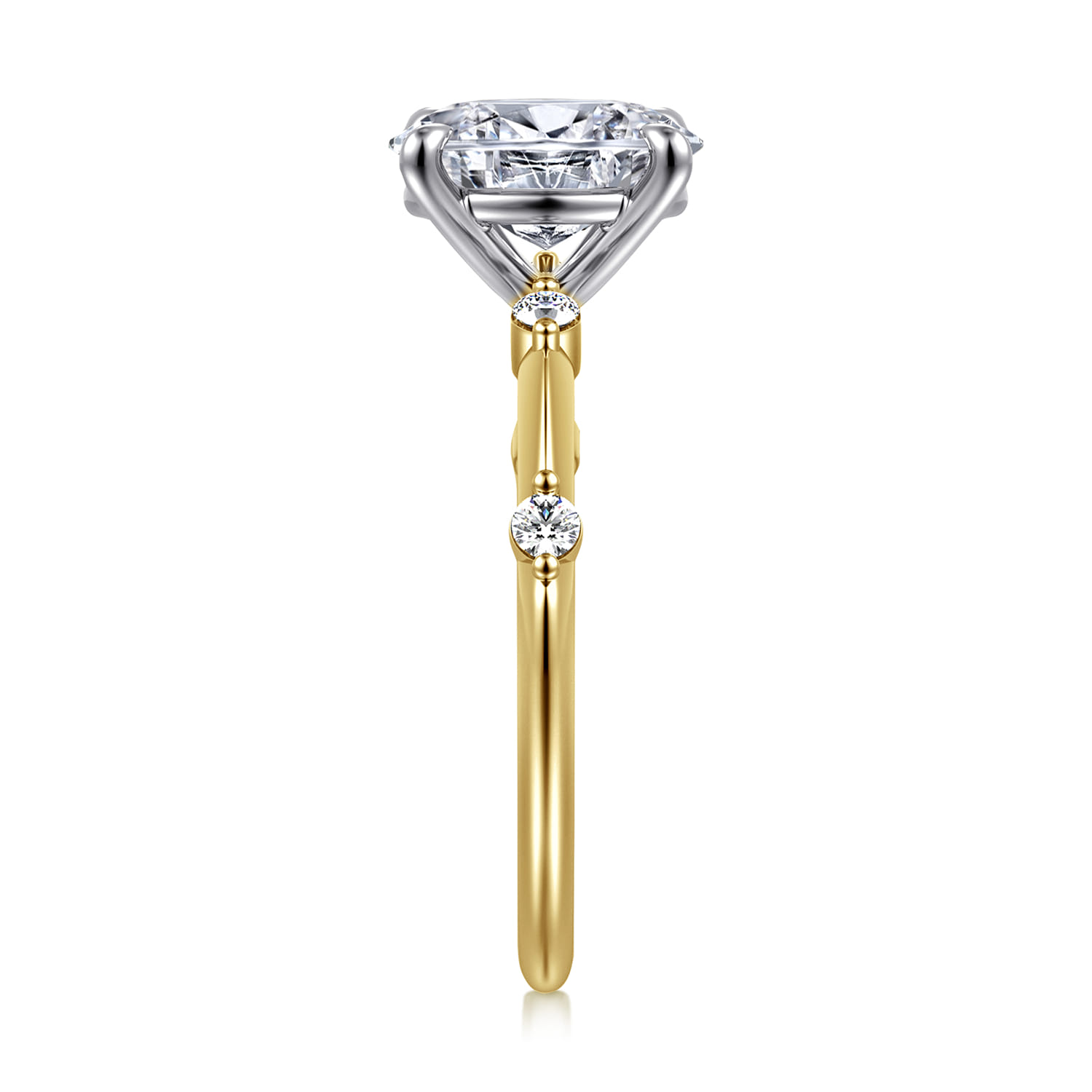 Frances - 14K White-Yellow Gold Oval Diamond Engagement Ring - 0.12 ct - Shot 5