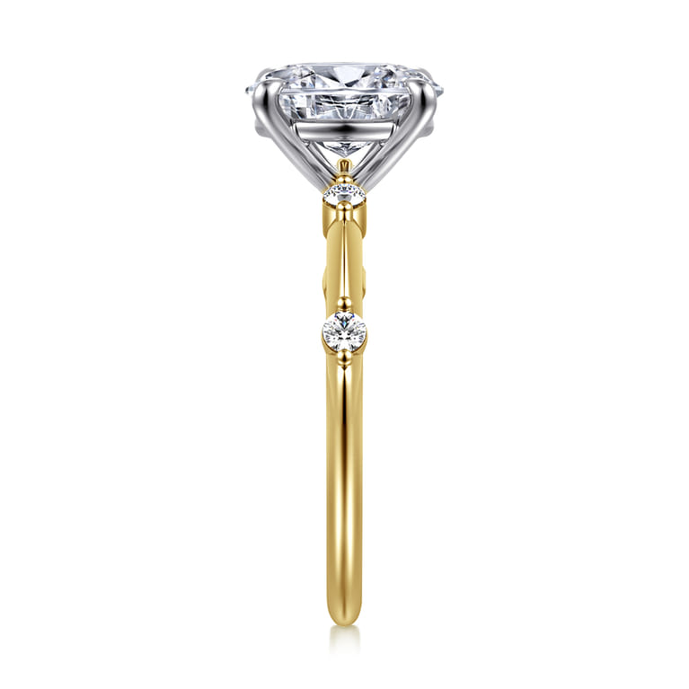 Frances - 14K White-Yellow Gold Oval Diamond Engagement Ring - 0.12 ct - Shot 5