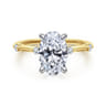 Frances - 14K White -Yellow Gold Oval Diamond Engagement Ring - 0.12 ct