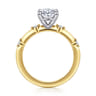 Frances - 14K White -Yellow Gold Oval Diamond Engagement Ring - 0.12 ct