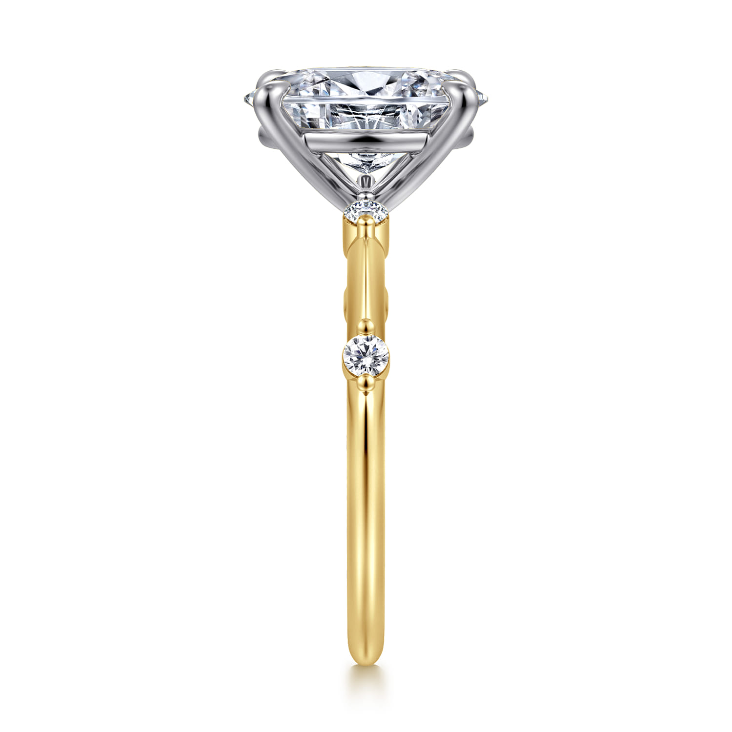Frances - 14K White -Yellow Gold Oval Diamond Engagement Ring - 0.12 ct - Shot 4