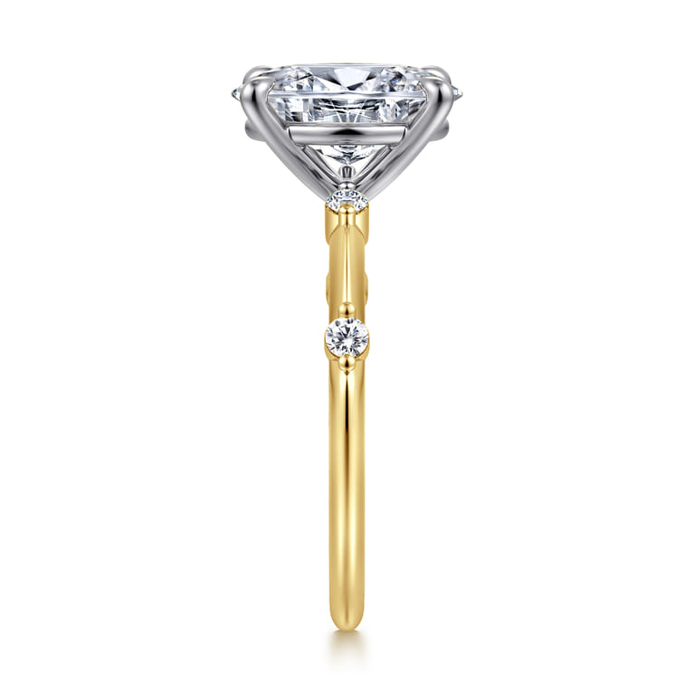 Frances - 14K White -Yellow Gold Oval Diamond Engagement Ring - 0.12 ct - Shot 4