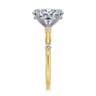 Frances - 14K White -Yellow Gold Oval Diamond Engagement Ring - 0.12 ct