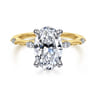 Marline - 14K White-Yellow Gold Oval Diamond Engagement Ring - 0.17 ct