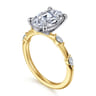 Marline - 14K White-Yellow Gold Oval Diamond Engagement Ring - 0.17 ct