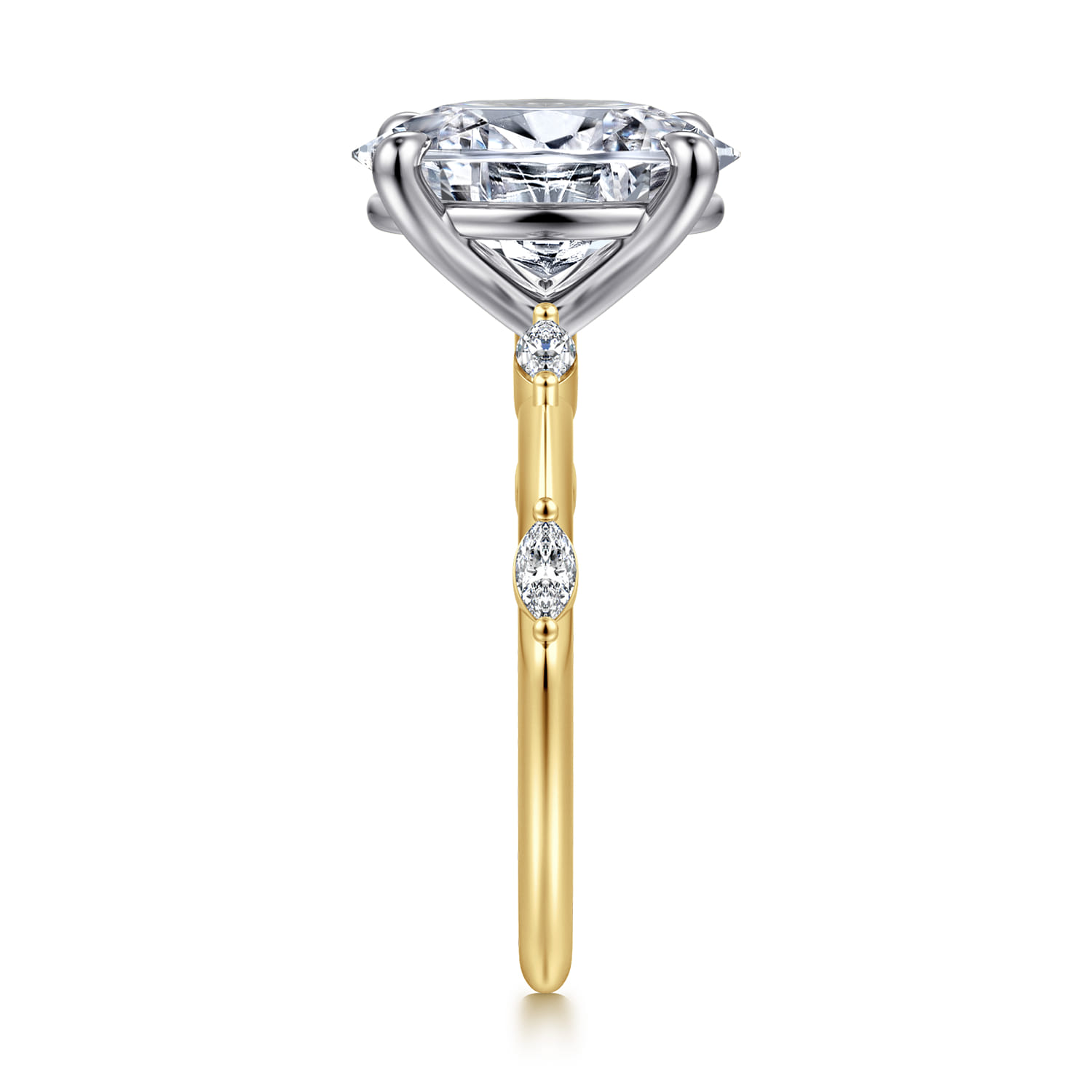 Marline - 14K White-Yellow Gold Oval Diamond Engagement Ring - 0.17 ct - Shot 4