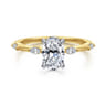 Marline - 14K White-Yellow Gold Oval Diamond Engagement Ring - 0.12 ct