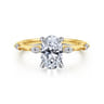 Marline - 14K White-Yellow Gold Oval Diamond Engagement Ring - 0.17 ct