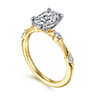 Marline - 14K White-Yellow Gold Oval Diamond Engagement Ring - 0.17 ct