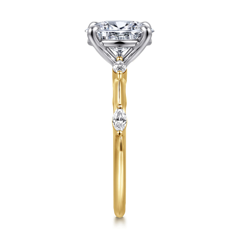 Marline - 14K White-Yellow Gold Oval Diamond Engagement Ring - 0.17 ct - Shot 4