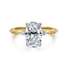 Marline - 14K White-Yellow Gold Oval Diamond Engagement Ring - 0.17 ct