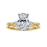 Marline - 14K White-Yellow Gold Oval Diamond Engagement Ring - 0.17 ct