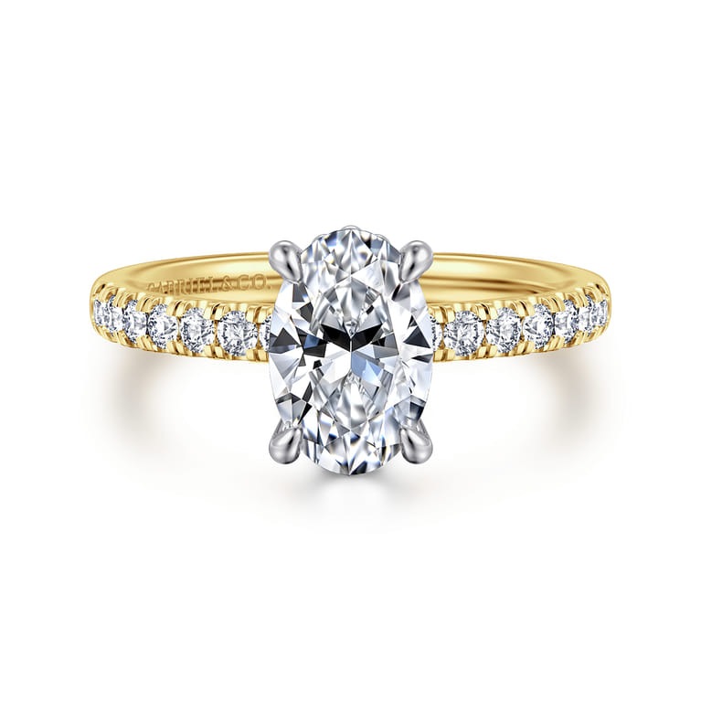 Carmellia - 14K White-Yellow Gold Oval Diamond Engagement Ring - 0.25 ct - Shot 1