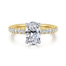 Carmellia - 14K White-Yellow Gold Oval Diamond Engagement Ring - 0.25 ct