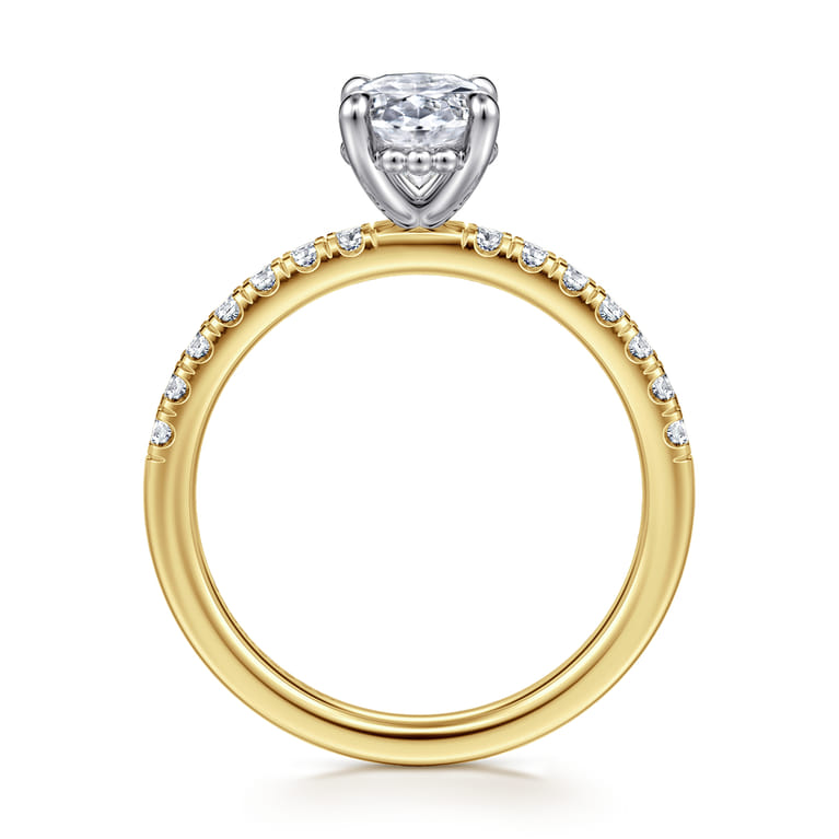 Carmellia - 14K White-Yellow Gold Oval Diamond Engagement Ring - 0.25 ct - Shot 2