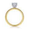 Carmellia - 14K White-Yellow Gold Oval Diamond Engagement Ring - 0.25 ct