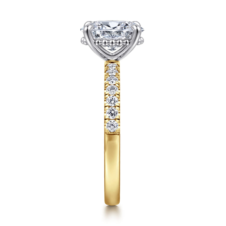 Carmellia - 14K White-Yellow Gold Oval Diamond Engagement Ring - 0.25 ct - Shot 4