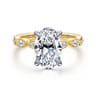 Claudia - 14K White-Yellow Gold Oval Diamond Engagement Ring - 0.3 ct