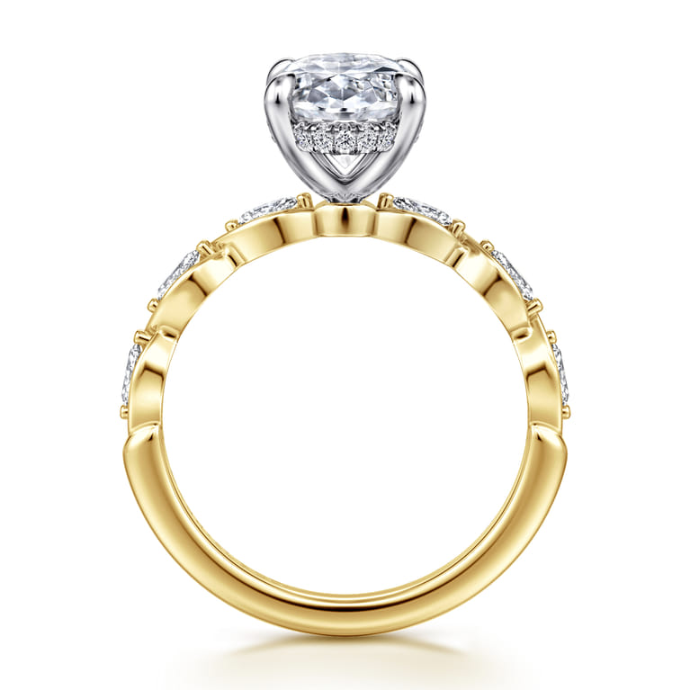 Claudia - 14K White-Yellow Gold Oval Diamond Engagement Ring - 0.3 ct - Shot 2