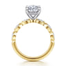 Claudia - 14K White-Yellow Gold Oval Diamond Engagement Ring - 0.3 ct