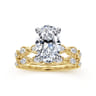Claudia - 14K White-Yellow Gold Oval Diamond Engagement Ring - 0.3 ct