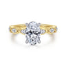 Claudia - 14K White-Yellow Gold Oval Diamond Engagement Ring - 0.3 ct
