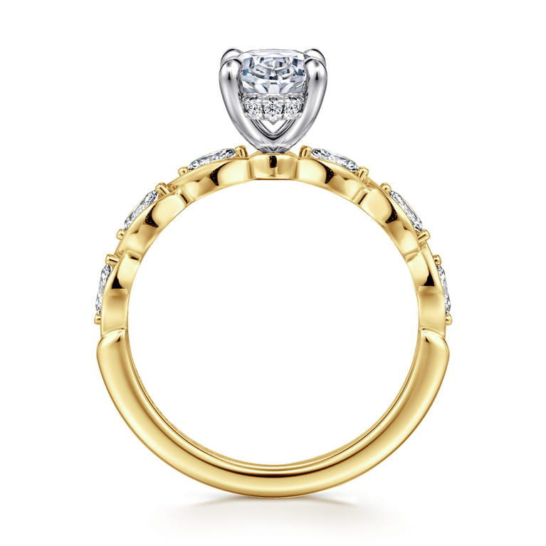 Claudia - 14K White-Yellow Gold Oval Diamond Engagement Ring - 0.3 ct - Shot 2